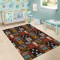 Vintage Hawaiian Quilting Patterns Area Rug Brown Style Tribal Fabric Patchwork - Polynesian Pride