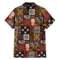 Vintage Hawaiian Quilting Patterns Family Matching Summer Maxi Dress and Hawaiian Shirt Brown Style Tribal Fabric Patchwork LT9 - Polynesian Pride