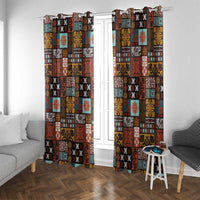 Vintage Hawaiian Quilting Patterns Window Curtain Brown Style Tribal Fabric Patchwork - Polynesian Pride