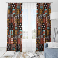Vintage Hawaiian Quilting Patterns Window Curtain Brown Style Tribal Fabric Patchwork - Polynesian Pride