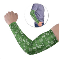 Vintage Hawaiian Quilting Patterns Arm Sleeves Green Style Tribal Fabric Patchwork - Polynesian Pride