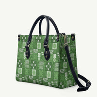Vintage Hawaiian Quilting Patterns Leather Bag Green Style Tribal Fabric Patchwork - Polynesian Pride