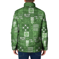 Vintage Hawaiian Quilting Patterns Padded Jacket Green Style Tribal Fabric Patchwork - Polynesian Pride