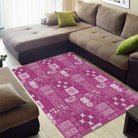 Vintage Hawaiian Quilting Patterns Area Rug Pink Style Tribal Fabric Patchwork - Polynesian Pride