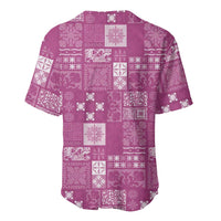 Vintage Hawaiian Quilting Patterns Baseball Jersey Pink Style Tribal Fabric Patchwork - Polynesian Pride