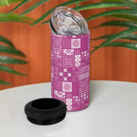 Vintage Hawaiian Quilting Patterns 4 in 1 Can Cooler Tumbler Pink Style Tribal Fabric Patchwork - Polynesian Pride