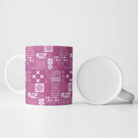 Vintage Hawaiian Quilting Patterns Ceramic Mug Pink Style Tribal Fabric Patchwork - Polynesian Pride