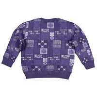 Vintage Hawaiian Quilting Patterns Kid Ugly Christmas Sweater Purple Style Tribal Fabric Patchwork - Polynesian Pride