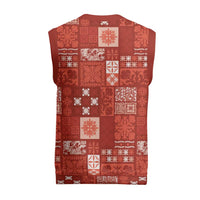 Vintage Hawaiian Quilting Patterns Christmas Knitted V-Neck Vest Red Style Tribal Fabric Patchwork - Polynesian Pride