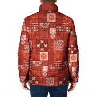 Vintage Hawaiian Quilting Patterns Padded Jacket Red Style Tribal Fabric Patchwork - Polynesian Pride