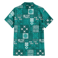 Vintage Hawaiian Quilting Patterns Family Matching Off Shoulder Maxi Dress and Hawaiian Shirt Turquoise Style Tribal Fabric Patchwork LT9 - Polynesian Pride