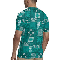 Vintage Hawaiian Quilting Patterns Rugby Jersey Turquoise Style Tribal Fabric Patchwork - Polynesian Pride