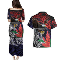 American Samoa Bald Eagle Personalized Couples Matching Puletasi and Hawaiian Shirt Samoa Muamua Le Atua