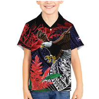 American Samoa Bald Eagle Personalized Family Matching Mermaid Dress and Hawaiian Shirt Samoa Muamua Le Atua LT9 Son's Shirt Blue - Polynesian Pride