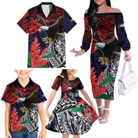 American Samoa Bald Eagle Personalized Family Matching Off The Shoulder Long Sleeve Dress and Hawaiian Shirt Samoa Muamua Le Atua LT9 - Polynesian Pride