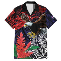 American Samoa Bald Eagle Personalized Family Matching Off Shoulder Short Dress and Hawaiian Shirt Samoa Muamua Le Atua