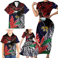 American Samoa Bald Eagle Personalized Family Matching Short Sleeve Bodycon Dress and Hawaiian Shirt Samoa Muamua Le Atua LT9 - Polynesian Pride