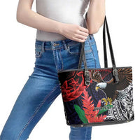 American Samoa Bald Eagle Personalized Leather Tote Bag Samoa Muamua Le Atua