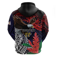 American Samoa Bald Eagle Personalized Zip Hoodie Samoa Muamua Le Atua