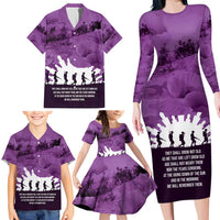 Anzac Day Gallipoli Personalised Family Matching Long Sleeve Bodycon Dress and Hawaiian Shirt Purple Poppy Flowers LT9 - Polynesian Pride