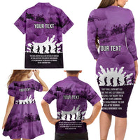 Anzac Day Gallipoli Personalised Family Matching Long Sleeve Bodycon Dress and Hawaiian Shirt Purple Poppy Flowers LT9 - Polynesian Pride