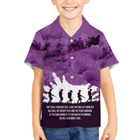 Anzac Day Gallipoli Personalised Family Matching Off The Shoulder Long Sleeve Dress and Hawaiian Shirt Purple Poppy Flowers LT9 Son's Shirt Purple - Polynesian Pride