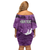 Anzac Day Gallipoli Personalised Family Matching Off Shoulder Short Dress and Hawaiian Shirt Purple Poppy Flowers LT9 - Polynesian Pride