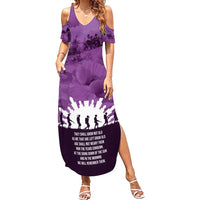 Anzac Day Gallipoli Personalised Family Matching Summer Maxi Dress and Hawaiian Shirt Purple Poppy Flowers LT9 Mom's Dress Purple - Polynesian Pride