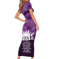 Anzac Day Gallipoli Personalised Short Sleeve Bodycon Dress Purple Poppy Flowers LT9 - Polynesian Pride