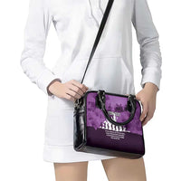 Anzac Day Gallipoli Personalised Shoulder Handbag Purple Poppy Flowers