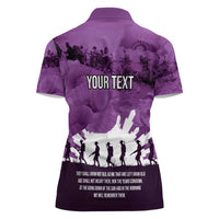 Anzac Day Gallipoli Personalised Women Polo Shirt Purple Poppy Flowers
