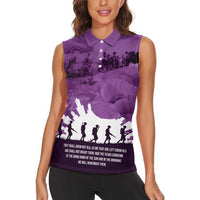 Anzac Day Gallipoli Personalised Women Sleeveless Polo Shirt Purple Poppy Flowers LT9 - Polynesian Pride