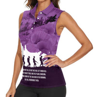 Anzac Day Gallipoli Personalised Women Sleeveless Polo Shirt Purple Poppy Flowers LT9 - Polynesian Pride