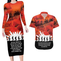 Anzac Day Gallipoli Personalised Couples Matching Long Sleeve Bodycon Dress and Hawaiian Shirt Red Poppy Flowers LT9 Red - Polynesian Pride