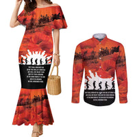 Anzac Day Gallipoli Personalised Couples Matching Mermaid Dress and Long Sleeve Button Shirt Red Poppy Flowers LT9 Red - Polynesian Pride