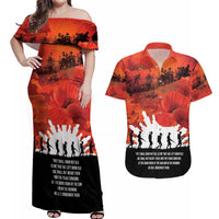Anzac Day Gallipoli Personalised Couples Matching Off Shoulder Maxi Dress and Hawaiian Shirt Red Poppy Flowers LT9 Red - Polynesian Pride
