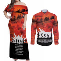 Anzac Day Gallipoli Personalised Couples Matching Off Shoulder Maxi Dress and Long Sleeve Button Shirt Red Poppy Flowers LT9 Red - Polynesian Pride