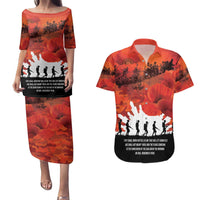Anzac Day Gallipoli Personalised Couples Matching Puletasi and Hawaiian Shirt Red Poppy Flowers LT9 Red - Polynesian Pride