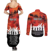Anzac Day Gallipoli Personalised Couples Matching Summer Maxi Dress and Long Sleeve Button Shirt Red Poppy Flowers LT9 - Polynesian Pride