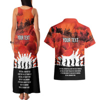 Anzac Day Gallipoli Personalised Couples Matching Tank Maxi Dress and Hawaiian Shirt Red Poppy Flowers LT9 - Polynesian Pride