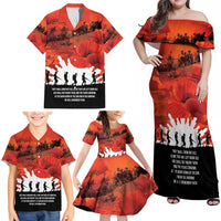 Anzac Day Gallipoli Personalised Family Matching Off Shoulder Maxi Dress and Hawaiian Shirt Red Poppy Flowers LT9 - Polynesian Pride