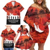 Anzac Day Gallipoli Personalised Family Matching Off Shoulder Short Dress and Hawaiian Shirt Red Poppy Flowers LT9 - Polynesian Pride
