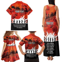 Anzac Day Gallipoli Personalised Family Matching Tank Maxi Dress and Hawaiian Shirt Red Poppy Flowers LT9 - Polynesian Pride