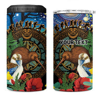 Kiwi-Kookaburra Bird ANZAC Personalised 4 in 1 Can Cooler Tumbler Aussie Golden Wattle Poppy Folowers LT9 One Size: 16 oz Blue - Polynesian Pride