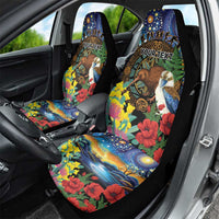 Kiwi-Kookaburra Bird ANZAC Personalised Car Seat Cover Aussie Golden Wattle Poppy Flowers LT9 - Polynesian Pride