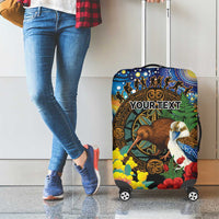 Kiwi-Kookaburra Bird ANZAC Personalised Luggage Cover Aussie Golden Wattle Poppy Flowers LT9 - Polynesian Pride