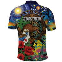 Kiwi-Kookaburra Bird ANZAC Personalised Polo Shirt Aussie Golden Wattle Poppy Flowers LT9 - Polynesian Pride