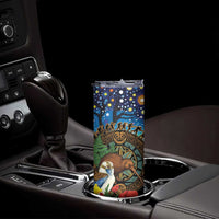 Kiwi-Kookaburra Bird ANZAC Personalised Skinny Tumbler Aussie Golden Wattle Poppy Folowers LT9 - Polynesian Pride