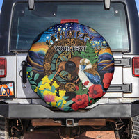 Kiwi-Kookaburra Bird ANZAC Personalised Spare Tire Cover Aussie Golden Wattle Poppy Flowers LT9 Blue - Polynesian Pride