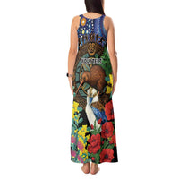 Kiwi-Kookaburra Bird ANZAC Personalised Tank Maxi Dress Aussie Golden Wattle Poppy Flowers LT9 - Polynesian Pride